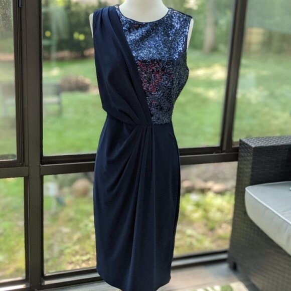 Jessica Howard blue sequin sheath dress SIZE 6 - Picture 1 of 4
